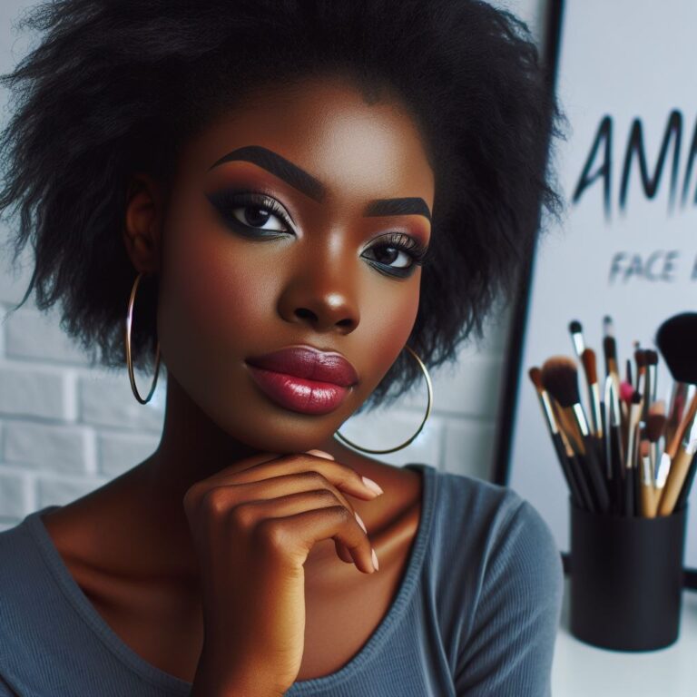 A black lady in her 20s in a Makeup studio called Annies facebeat Makeup Studio 1 768x768